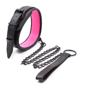 11573-leather-neoprene-black-pink-neck-collar-with-metallic-leash-60-cm-ek263200132-sexshopcyprus