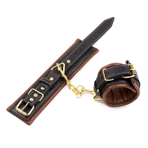 11287-brown-leather-padded-wrist-cuffs-with-golden-chain-LoveShop-Limassol 11287-brown-leather-padded-wrist-cuffs-with-golden-chain-LoveShop-Limassol