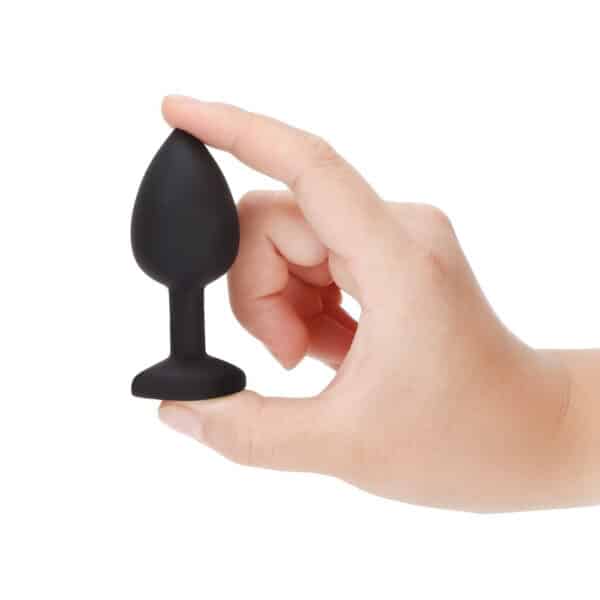 11443-small-black-silicone-butt-plug-with-clear-jewel-sexshop-Ayia-Napa