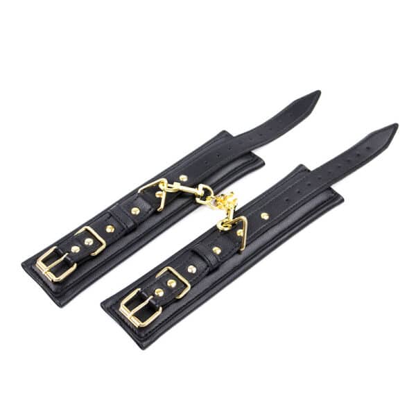 11469-black-soft-padded-leather-wrist-cuffs-with-golden-chain-sexshop-Cyprus