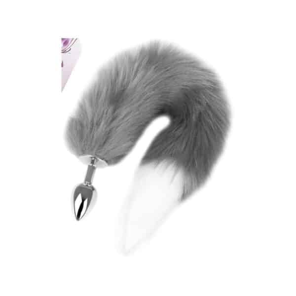 16091-grey-white-tipped-faux-fur-fox-tail-metal-butt-plug-large-loveshop-Paphos 16091-grey-white-tipped-faux-fur-fox-tail-metal-butt-plug-large-loveshop-Paphos
