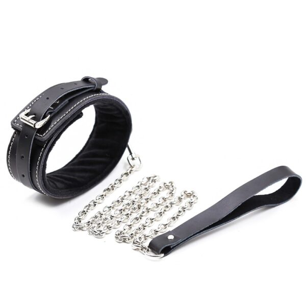 14495-naughty-toys-black-leather-collar-with-metal-leash-Love-Shop-Limassol