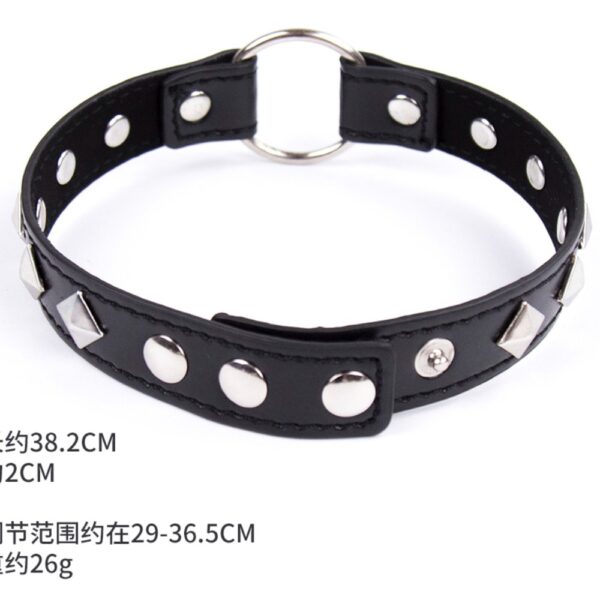 16213-one-size-adjustable-black-faux-leather-studded-neck-collar-loveshop-Paphos 16213-one-size-adjustable-black-faux-leather-studded-neck-collar-loveshop-Paphos