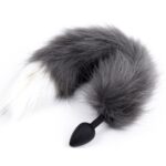 22055-grey_white_tipped_faux_fur_tail_silicone_butt_plug-small_role-play-sex-toy