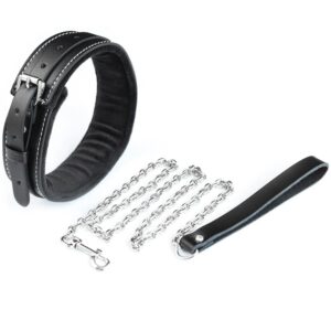 22955-naughty-toys-black-leather-collar-with-gems-and-metal-leash-Limassol-Love-Shop-2