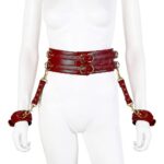 23041-naughty-toys-wine-red-gold-leather-corset-cuffs-restraints-2pcs-set-sexshop-Larnaka