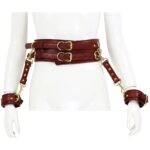 23041-naughty-toys-wine-red-gold-leather-corset-cuffs-restraints-2pcs-set-sexshop-Pafos