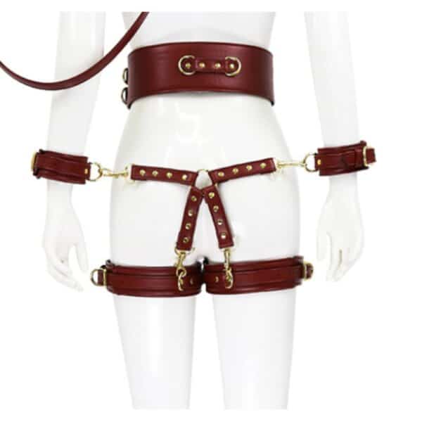 23773-naughty-toys-wine-red-leather-corset-cuffs-hog-tie-restraints-4pcs-set-Paphos-sexshop 23773-naughty-toys-wine-red-leather-corset-cuffs-hog-tie-restraints-4pcs-set-Paphos-sexshop
