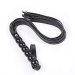 11095-naughty-toys-black-leather-flogger-whips-with-beaded-handle-65-cm-sexshop-Larnaca