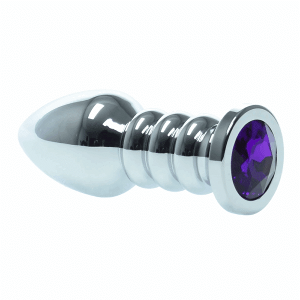 25225-naughty-toys-ribbed-steel-purple-jeweled-plug-large-anal-stimulation
