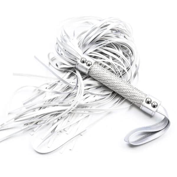 white-bdsm-bondage-flogger-with-diamond-handle-55-cm-loveshop-Limassol white-bdsm-bondage-flogger-with-diamond-handle-55-cm-loveshop-Limassol