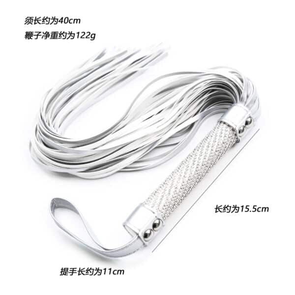 white-bdsm-bondage-flogger-with-diamond-handle-55-cm-sexshop-Cyprus white-bdsm-bondage-flogger-with-diamond-handle-55-cm-sexshop-Cyprus