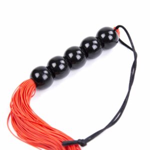 red-silicone-flogger-with-5-beads-handle-36-cm-sexshop-Limassol
