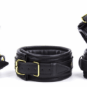 bondage-black-gold-leather-set-ankle-wrist-sexshop-Larnaca