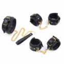 bondage-black-gold-leather-set-ankle-wrist-sexshop-Nicosia