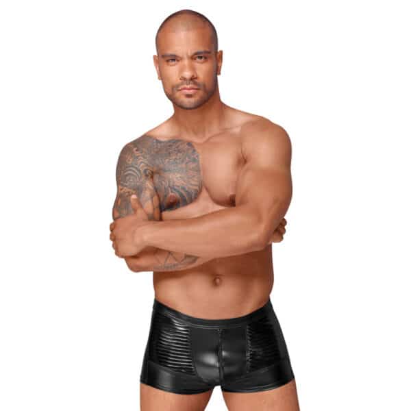 12201-Noir-Handmade-Powerwetlook-Short-with-PVC-pleats-sexshop-limassol