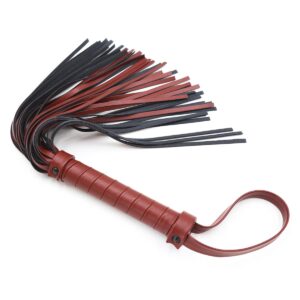 naughty-toys_red-and-black-tails-leather-flogger-whip-39-cm-sexshop-limassol