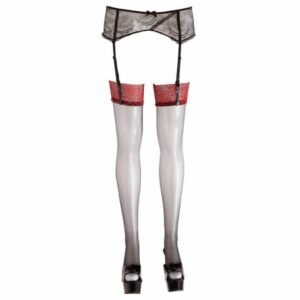 951-Black-Stocking-With-Dark-Red-Lace-Top-sexshop-nicosia