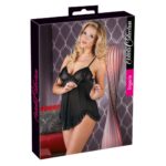 Black-Ruffled-Babydoll-with-matching-string-sex-shop-Cyprus