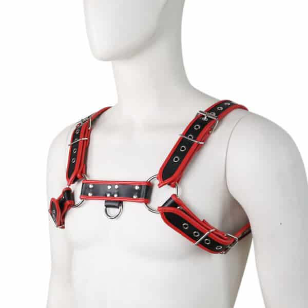 105567-black-red-leather-adjustable-chest-harness-s-xl-bondage-male-wear-fetish-accessory 105567-black-red-leather-adjustable-chest-harness-s-xl-bondage-male-wear-fetish-accessory