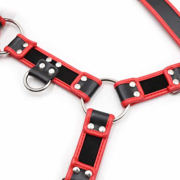105579-black-red-leather-adjustable-chest-harness-s-xl-male-fetish-wear 105579-black-red-leather-adjustable-chest-harness-s-xl-male-fetish-wear