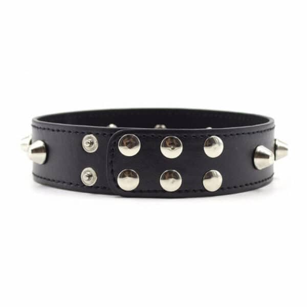 Black-Faux-Leather-Collar-with-Spikes-74411 Black-Faux-Leather-Collar-with-Spikes-74411