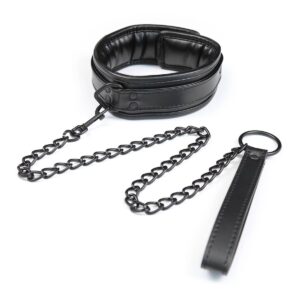 bdsm-black-foam-padded-leather-neck-metal-chain-leash-loveshop-cy