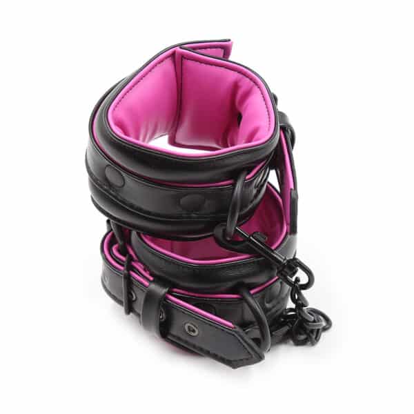 black-pink-leather-padded-ankle-leg-cuffs-sexshop-cyprus black-pink-leather-padded-ankle-leg-cuffs-sexshop-cyprus