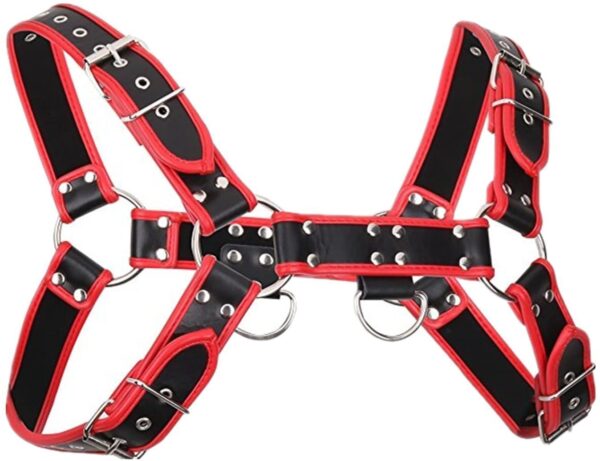 black-red-leather-adjustable-chest-harness-s-xl-sexshop-limassol black-red-leather-adjustable-chest-harness-s-xl-sexshop-limassol