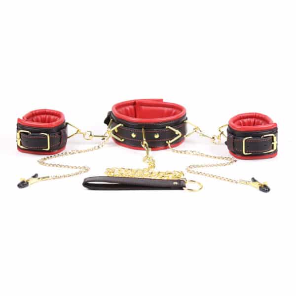 collar-leash-with-cuffs-chained-nipple-clamps-red-black-loveshop-cy