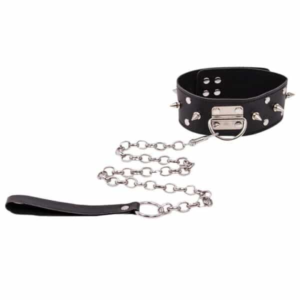 naughty-toys-black-leather-spiked-collar-with-leash-loveshop-limassol
