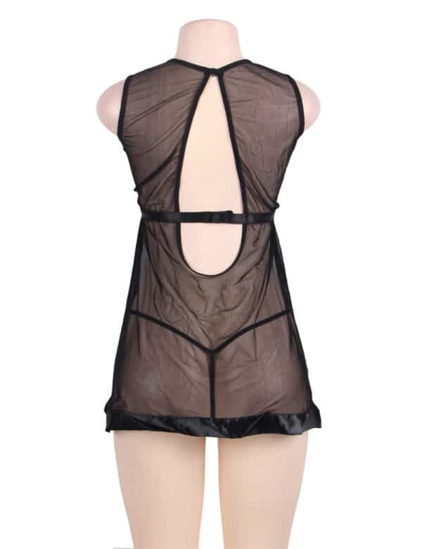 Flared-Mesh-Babydoll-Set-Black-89131 Flared-Mesh-Babydoll-Set-Black-89131
