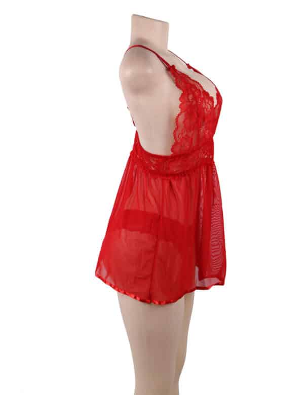 Plus-Size-Elegant-Mesh-Chemise-with-String-Red-85853 Plus-Size-Elegant-Mesh-Chemise-with-String-Red-85853
