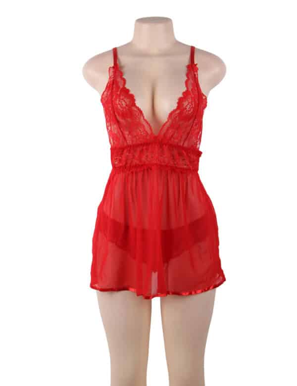 Plus-Size-Elegant-Mesh-Chemise-with-String-Red-85855 Plus-Size-Elegant-Mesh-Chemise-with-String-Red-85855