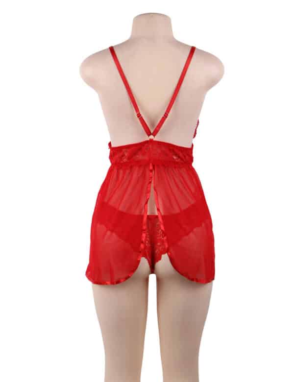 Plus-Size-Elegant-Mesh-Chemise-with-String-Red-85857 Plus-Size-Elegant-Mesh-Chemise-with-String-Red-85857
