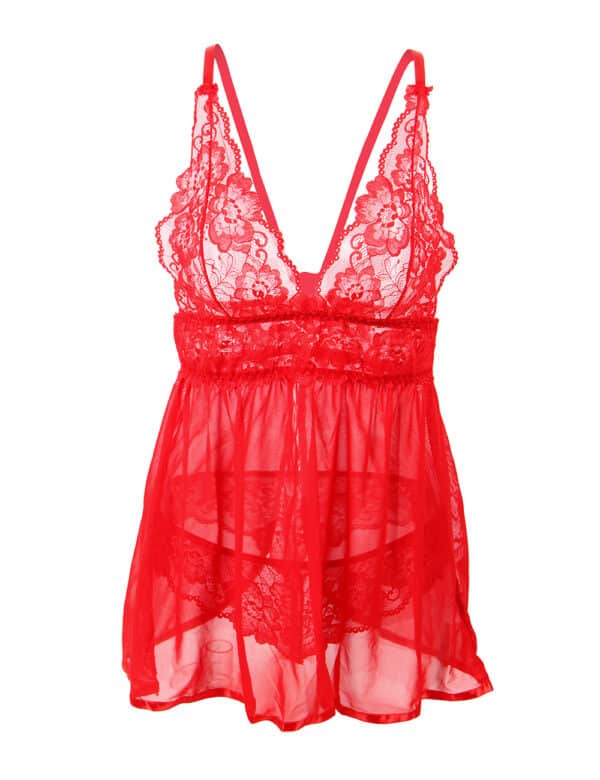 Plus-Size-Elegant-Mesh-Chemise-with-String-Red-85871 Plus-Size-Elegant-Mesh-Chemise-with-String-Red-85871
