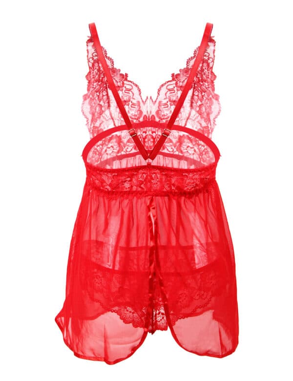 Plus-Size-Elegant-Mesh-Chemise-with-String-Red-85875 Plus-Size-Elegant-Mesh-Chemise-with-String-Red-85875