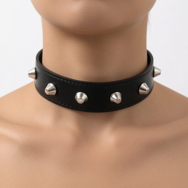 6947-Black-Faux-Leather-Collar-with-Spikes-sexshop-limassol