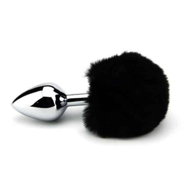 9081-small-aluminium-butt-plug-with-black-bunny-synthetic-tail-sexshopcyprus