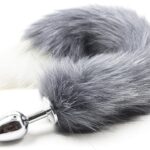 grey-white-tipped-faux-fur-fox-tail-metal-butt-plug-large-sex-shop-Limassol