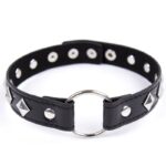 one-size-adjustable-black-faux-leather-studded-neck-collar-sex-shop-Cy