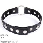 one-size-adjustable-black-faux-leather-studded-neck-collar-sex-shop-Cyprus