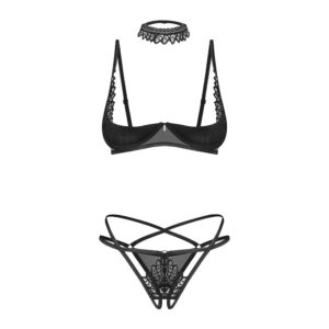 25675-Obsessive-Donarella-Half-Bra-Crotchless-Thong-and-Choker-BLACK-6756-sexshop-Cyprus