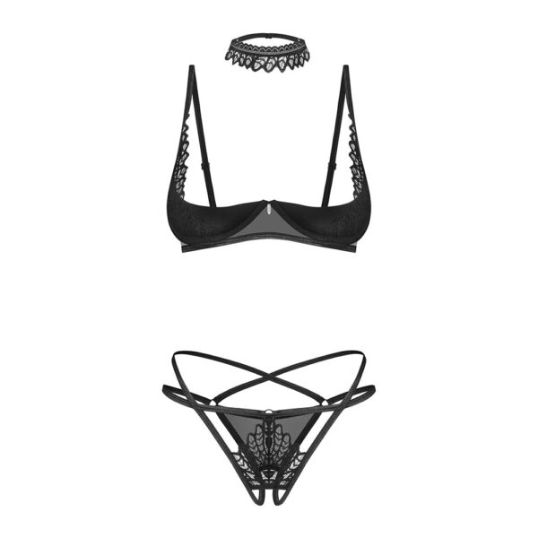 25675-Obsessive-Donarella-Half-Bra-Crotchless-Thong-and-Choker-BLACK-6756-sexshop-Cyprus