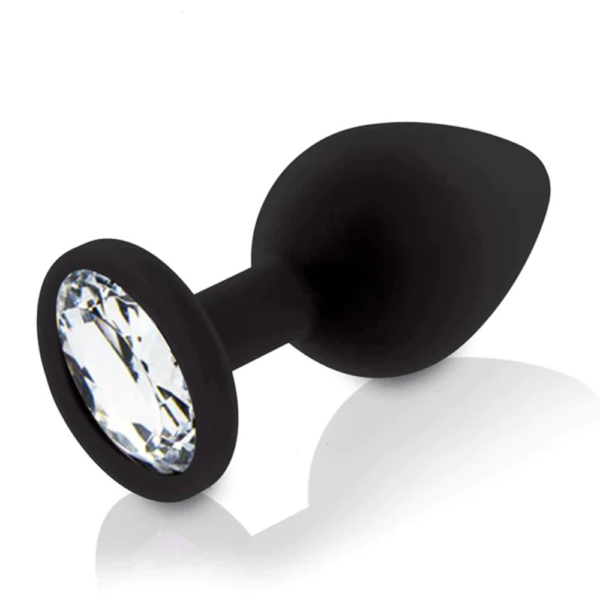 23733-medium-black-silicone-butt-plug-with-clear-jewel-sex-shop-Cyprus