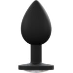 23733-medium-black-silicone-butt-plug-with-clear-jewel-sex-shop-Larnaca