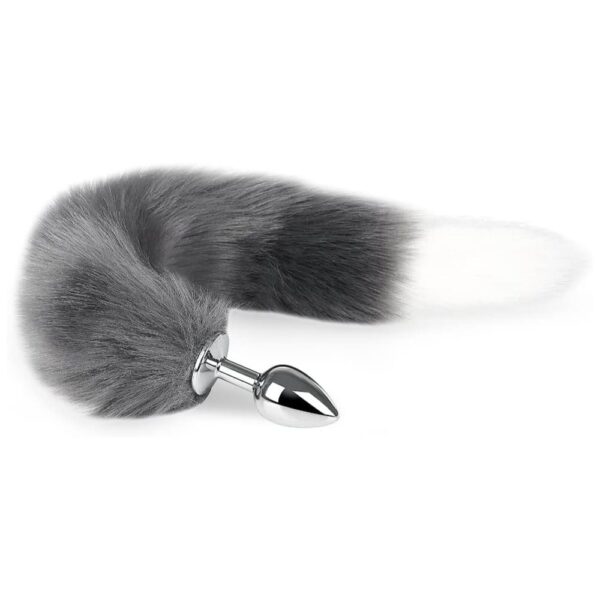 16095-grey-white-tipped-faux-fur-fox-tail-metal-butt-plug-small-Love-Shop-Limassol