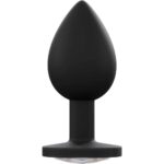23735-large-black-silicone-butt-plug-with-clear-jewel-sexshop-Larnaca