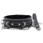 14495-naughty-toys-black-leather-collar-with-metal-leash-sex-shop-Limassol