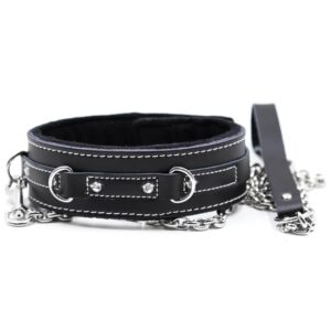 14495-naughty-toys-black-leather-collar-with-metal-leash-sex-shop-Limassol
